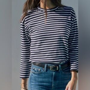 Ayr Navy and White Stripe Long Sleeve